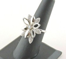 Sterling Silver And Cubic Zirconia Flower Ring - Free Gift Packaging