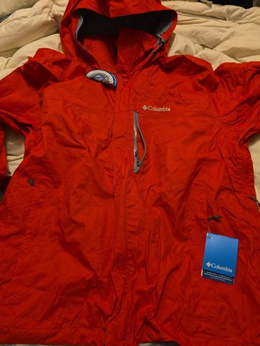 Columbia Pouration OmniTech Regenjacke Kapuze packbar belüftet wasserdicht Gr. XL