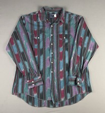 VINTAGE Wrangler Southwestern Striped Rockabilly Shirt Size XL Western Cowboy