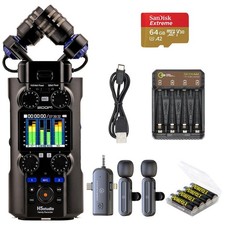 Zoom H5studio 6-Track 32-Bit Float Handy Recorder, Bundle with 3-in-1 Wireless L