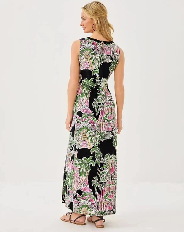 NWT Lilly Pulitzer Darlene Stretch Maxi Shift Dress in Onyx PB Toile, Size NEW. - Image 4 of 4