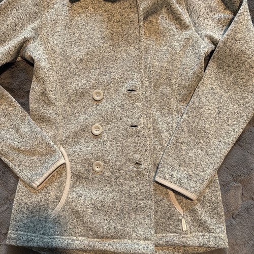 Eddie Bauer Women XS Zip Snap Button Fleece Jacket Sweater Heather Gray Warm - Picture 8 of 9