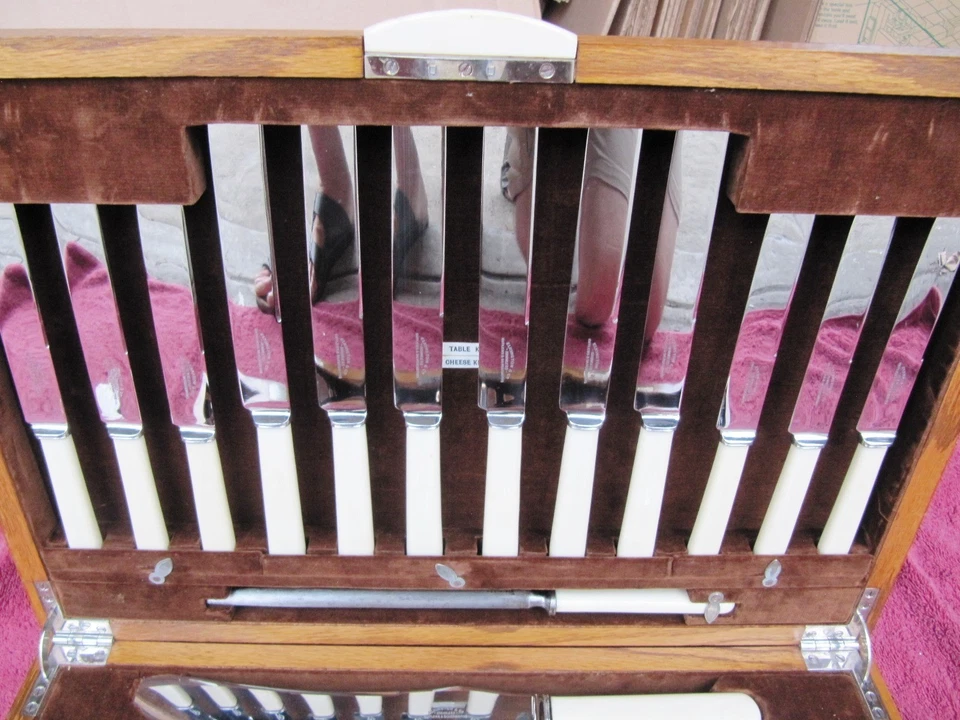 Antique ART DECO ELKINGTON SILVER CUTLERY Flatware incl Carving 6 Settings 51 pc - Image 2 of 4