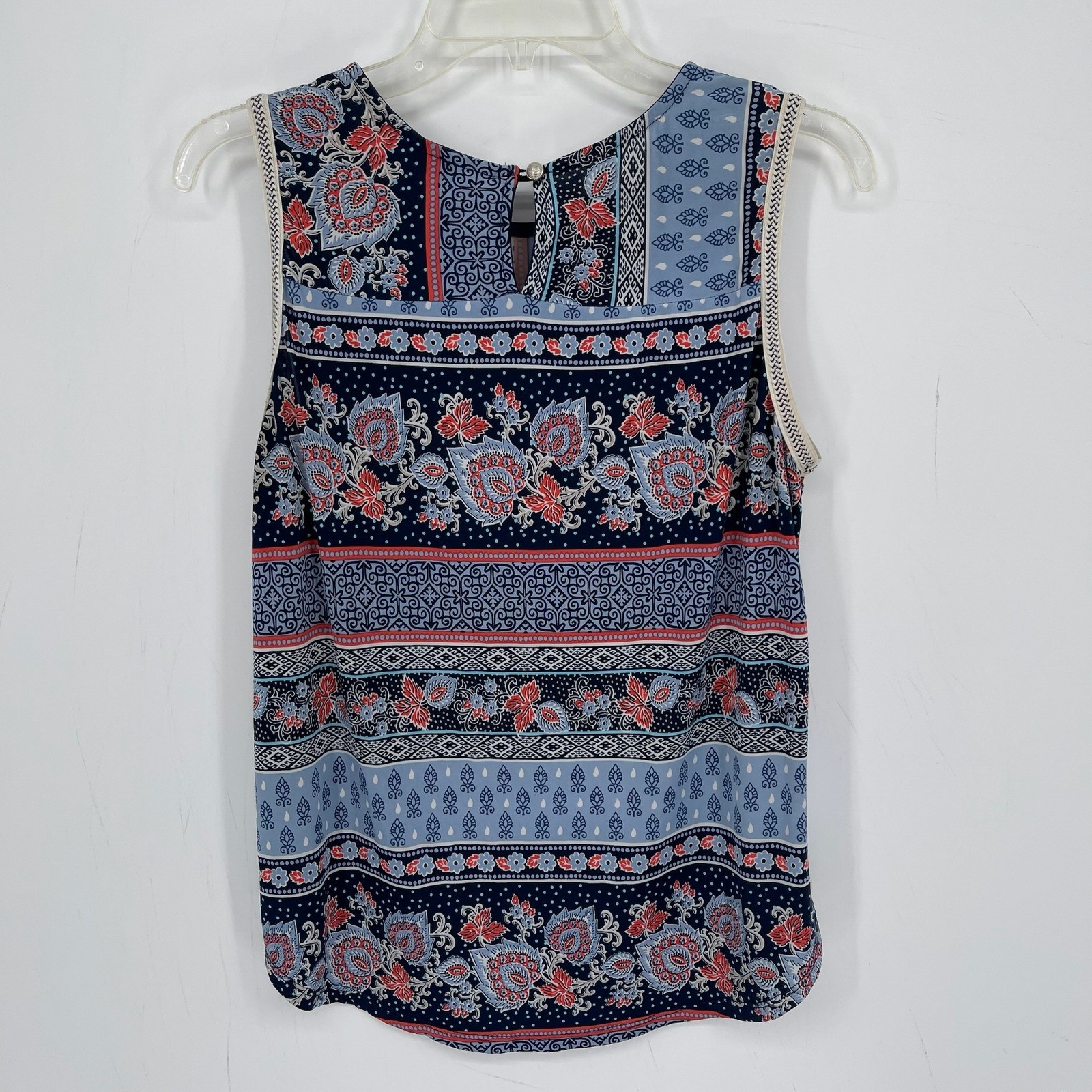 Tank Size Signs Papermoon Stitch Fix Women's Blue Paisley Sleeveless Keyhole Tank Top ...