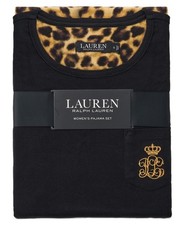 2 Piece NWT RALPH LAUREN Leopard Print Long Sleeve Crewneck Pajama Set Sz L