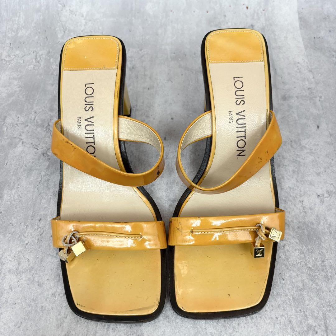 Louis Vuitton Square Toe Sandals Yellow US Excellent Used No