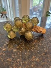 Vintage Lucite Acrylic Grapes Olive Green Driftwood Stem Mid Century Modern READ