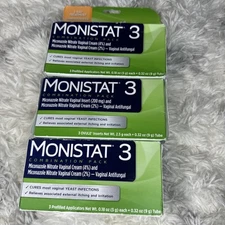 Lot Of 3 Monistat 3 Cream Combo Pack 3 Ovules & 1 Tube  EACH X3 - ExP 04/2027