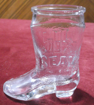 Rare Vintage Jim Beam Bourbon Whiskey Glass Cowboy Boot Shot Glass !!!