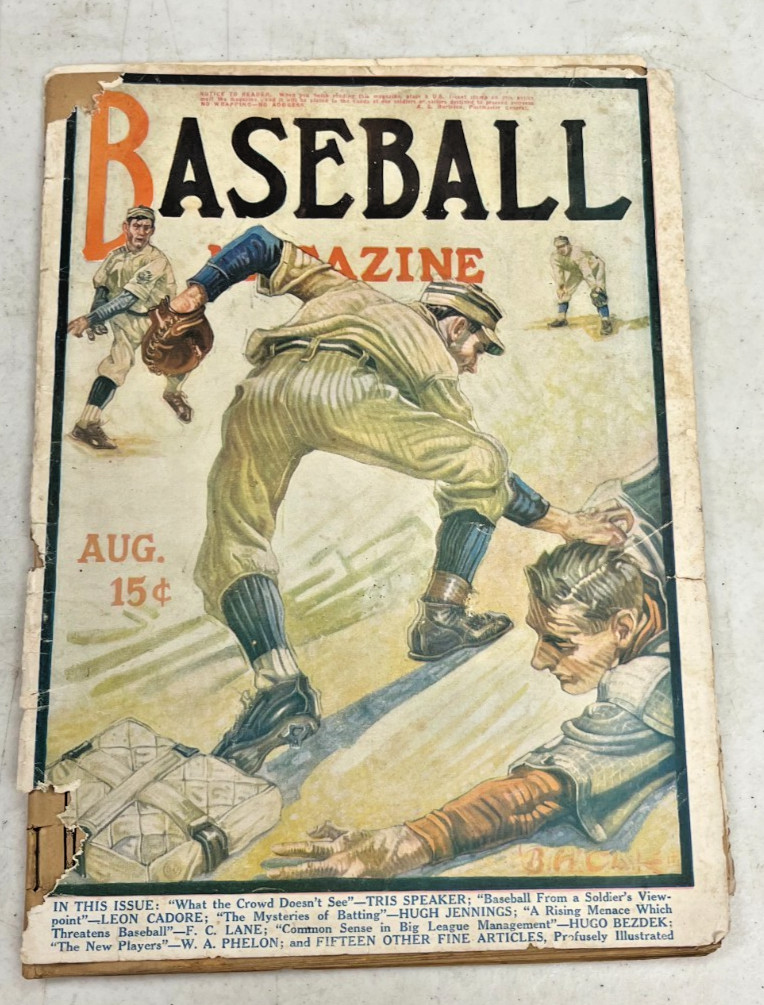 August 1918 Baseball Magazine Tris Speaker Hugh Jennings Great Baseball Cy Young