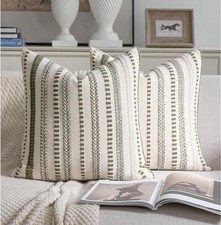 Boho Throw Pillow Covers 18x18 Inch Set of 2, 18" x 18" Pack of 2 Green