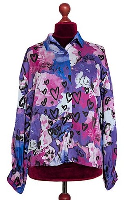 MISS GOODLIFE bunte Bluse Herzmuster Gr. XL fällt aus wie 42/44