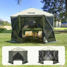 VEVOR Pop Up Gazebo Tent Pop-Up Screen Tent 6 Sided Canopy Sun Shelter Green