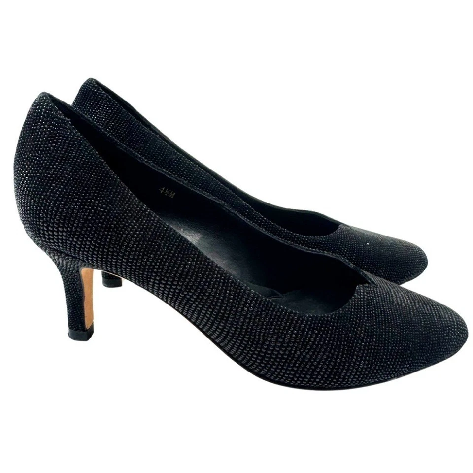 Zapatos de salón Van Eli de gamuza de cuero con puntos en relieve punta redonda tacón de gatito talla 4,5 Foto 2 de 4