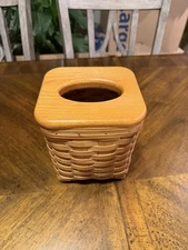 Bradford Basket Co.  Cube Tissue Box Holder with Wood Lid 6" x 7"