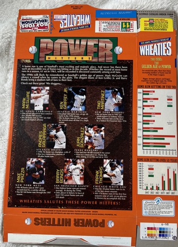 1999 Wheaties MLB Power Hitters Box  Griffey Jr. ,McGwire, Martinez Flattened - Picture 3 of 4