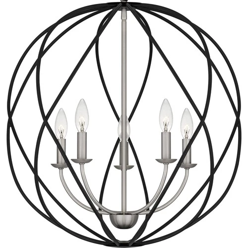 Quoizel BYN2824 5 Light 24"W Taper Candle Multi Light Pendant - Brass - Picture 5 of 12