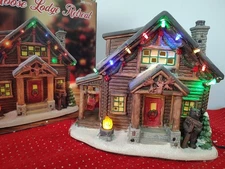 Christmas Village Moose Lodge Retreat  House FG Square Hunting Lighted Wildlife 