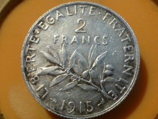 2 FRANCS SEMEUSE (ARGENT) 1915 RECHERCHEE & QUALITE TTB ! 10 00gr !