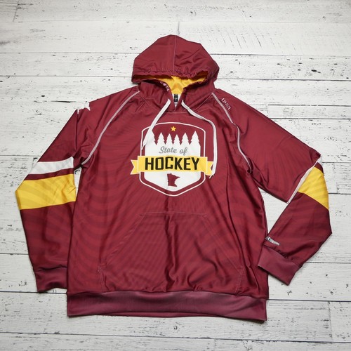 UNRL Hoodie Herren Large weinrot State of Hockey Pullover Seide Serie Minnesota
