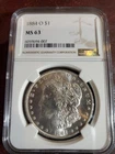 1884 O Morgan Silver Dollar, NGC MS63, Brilliant Uncirculated