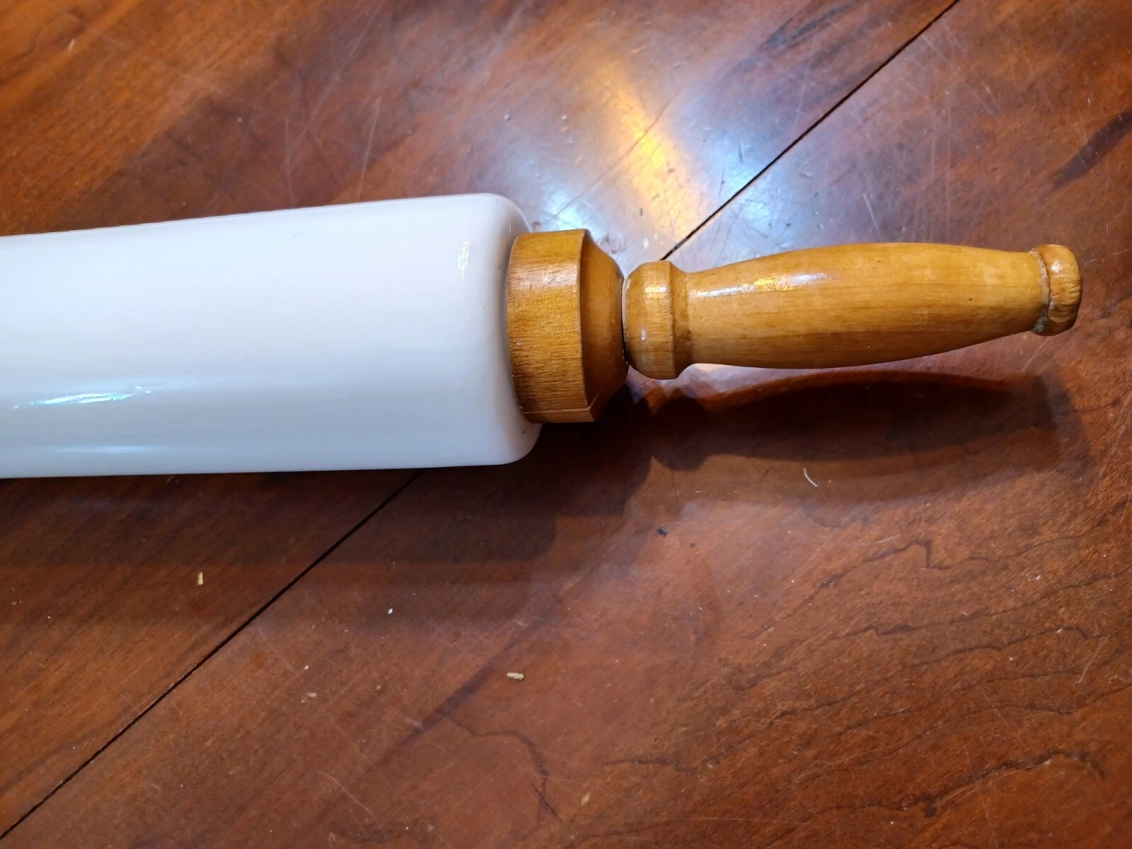 Imperial Rare Milk Glass Rolling Pin Circa 1920 Farmhouse Style Country Kitchen