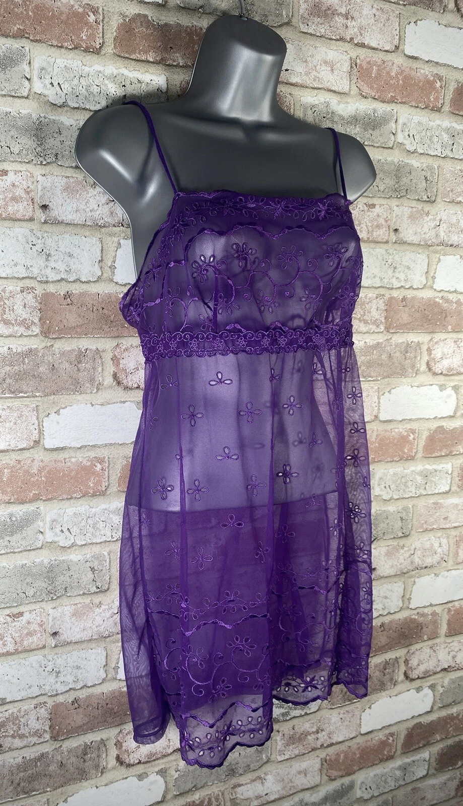 UNDERCOVER Victoria's Secret Camicia da Notte Lingerie Trasparente Mini Abito Viola Medio