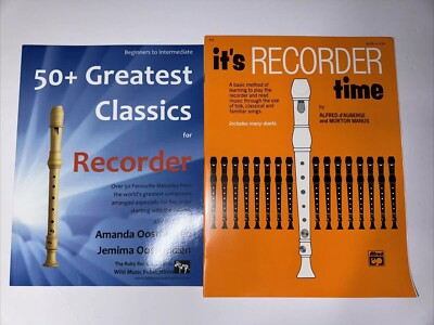 Lot Of 2 Books It s Recorder Time, 50+ Greatest Classic For Recorder