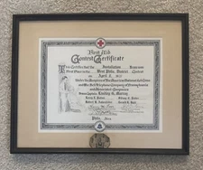 RARE 1927 Bell System Bell Telephone First Aid Contest Framed Certificate