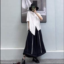 Japanese women Streetwear style loose wide-leg pants casual pantskirt