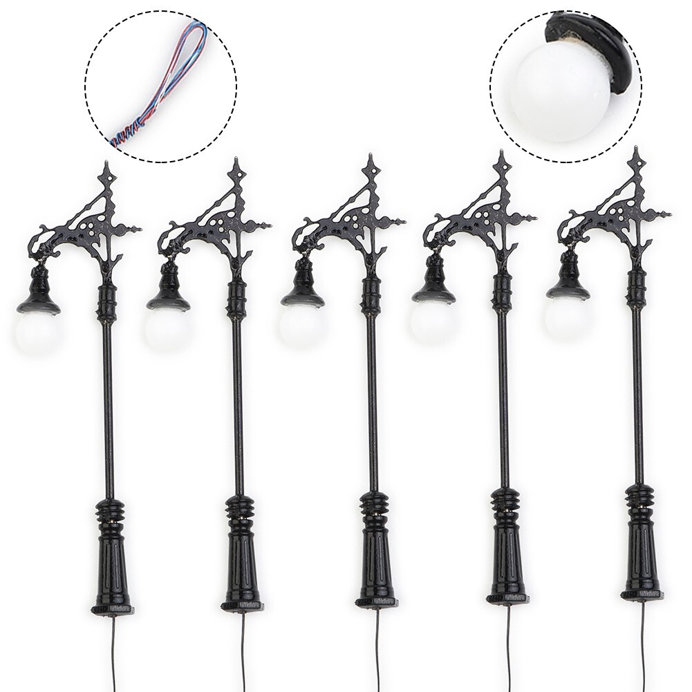 1 160 Scale Model Train Street Light Set of 5 LED Lamps for N Gauge