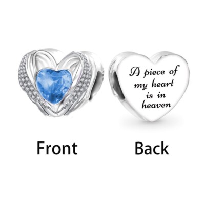   A Piece of My Heart Charm Heaven Memorial Wings Genuine 925 Sterling Silver  