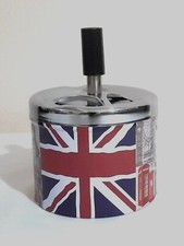ASHTRAY SPINNING METAL CIGARETTE SMOKING ASHTRAY PUSH DOWN  LARGE SIZE. 