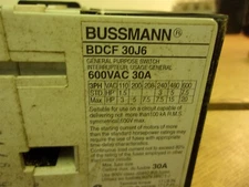 Bussman BDCF 30J6 600V 30A Disconnect Switch  *FREE SHIPPING*