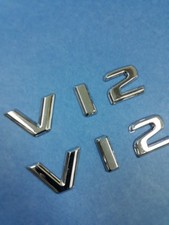Two Pieces Chrome V12 Letter Emblem Badges Trunk Lid And Fender Exterior Use
