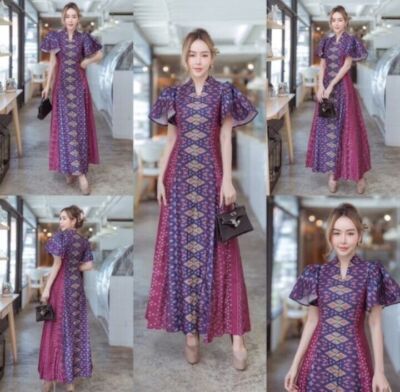 Thai Dress Lady Woven Silk Work Exquisite Wedding Merit Cutting Skill  SizeM-4XL | eBay