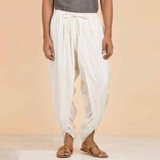 Isha Life Unisex Dhoti Pant Harem Undyed Organic Cotton Dhoti Off White
