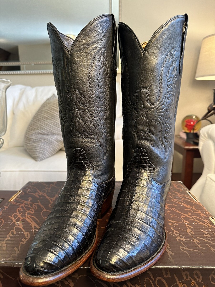 Exotic Mens Black Caiman Boots Republic Men's Handmade Exotic