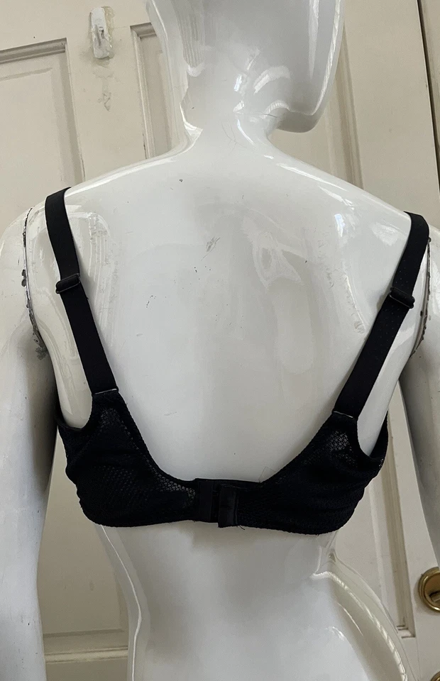 CHANTELLE Black Sheer Lace FLEURS Underwire Bra Sz 36DDDD #C12M50 - Image 4 of 4