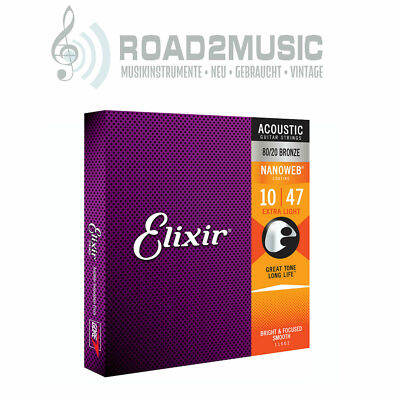 Elixir Nanoweb Bronze Western Gitarre Saiten Satz Extra Light 10-47 Set 11002