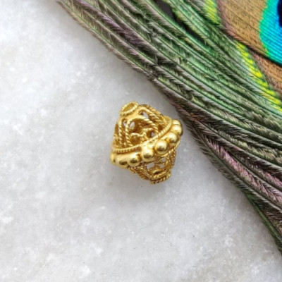 11x10mm 18k Yellow Gold Fancy Beads Finding Spacer Charms for Jewelry Making
