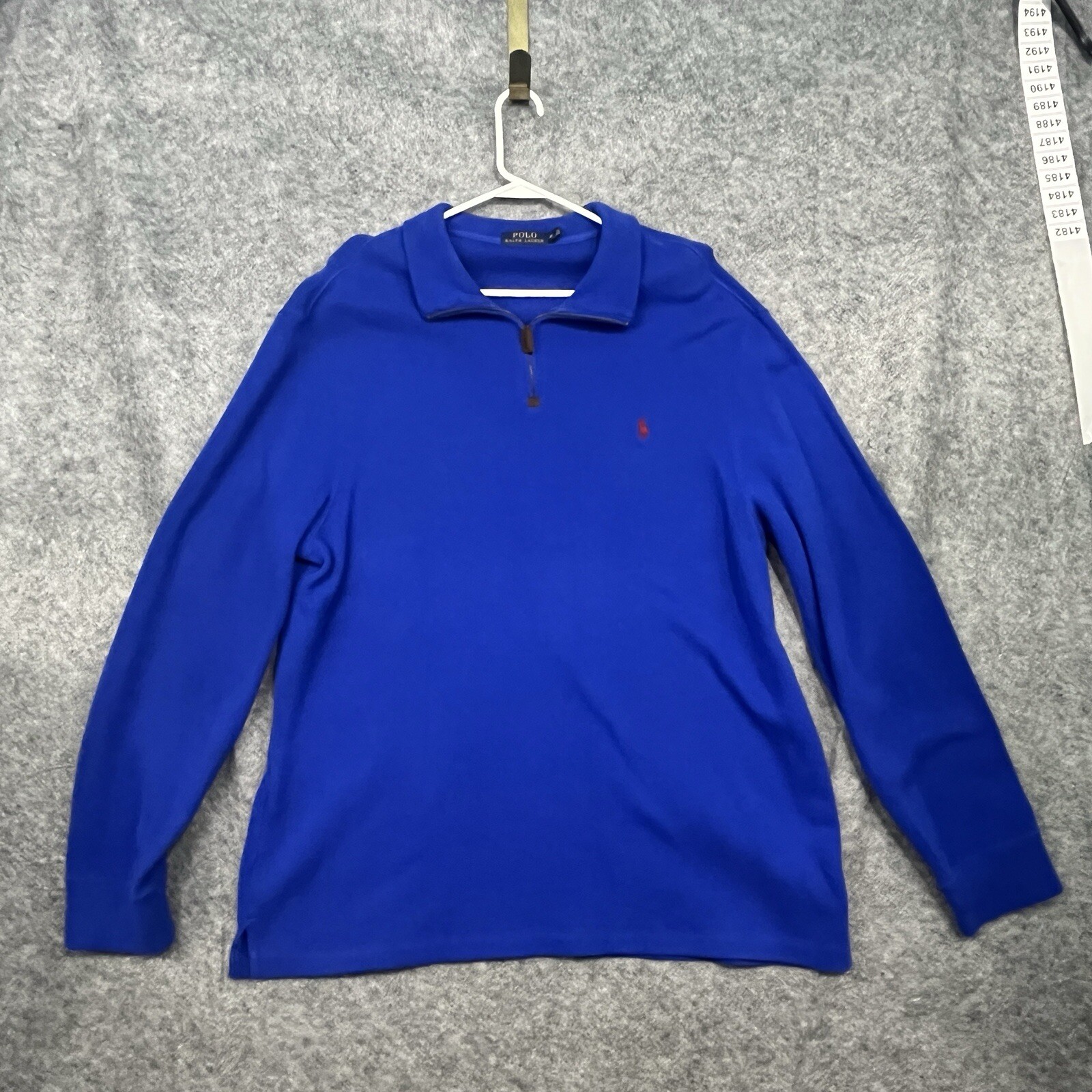 Polo Ralph Lauren Maglione Uomo XL Blu Pony Quarto Zip Felpa Pullover