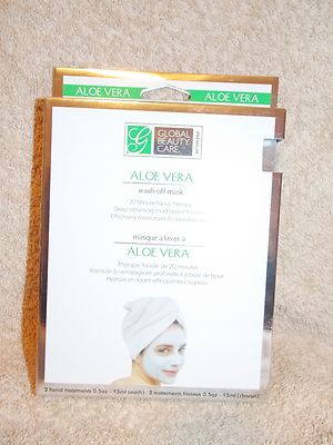 Global Beauty Care Premium Aloe Vera WASH-OFF MASK 2 Facial Treatments New Box