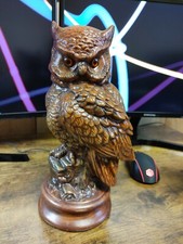 Vintage Large Ceramic Hand Painted Owl Statue Figure Mid Century Modern 12" Bird