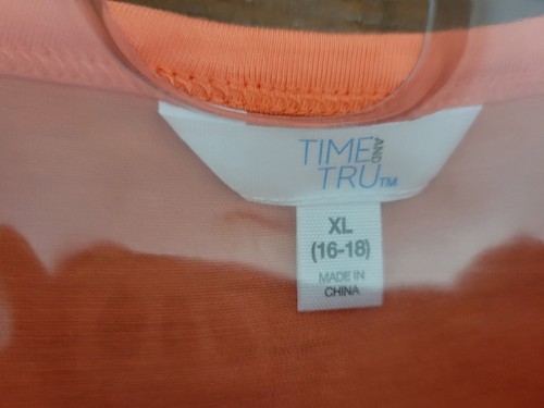 NWT TIME AND TRU Women's XL 16/18 Orange Coral Tiered Modal Poly Spandex Shirt - Picture 2 of 4
