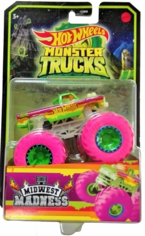 MIDWEST MADNESS Glow in the Dark Monster Trucks Hot Wheels Auto Die-cast 1:64