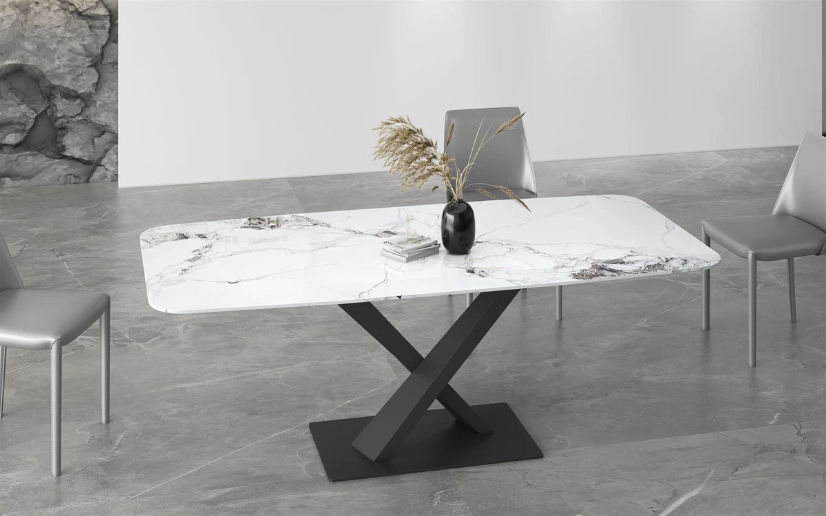 Ayden Marble Dining Table Rectangular 160x80 cm Sintered Stone Top 4 6 Seater