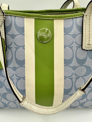 Coach Signature Shoulder Satchel F22908 Carryall Tote Bag Blue