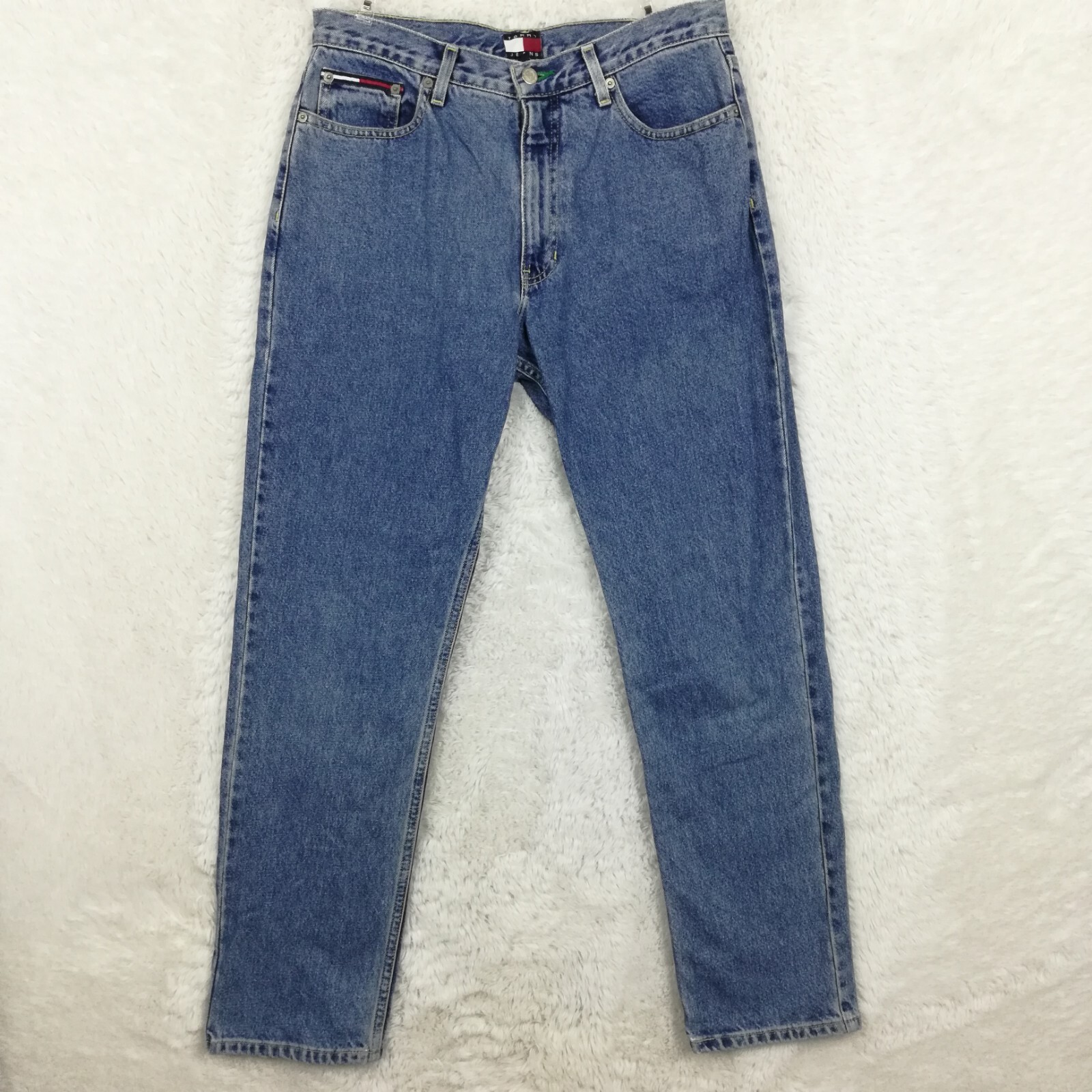 Vintage Tommy Hilfiger Womens Jeans Straight Leg Denim Flag Spellout