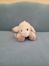 VTG Bonnie-Lamb Plush 14" White Sherpa Gray Feet Bow Stuffed Animal 1993 Dakin